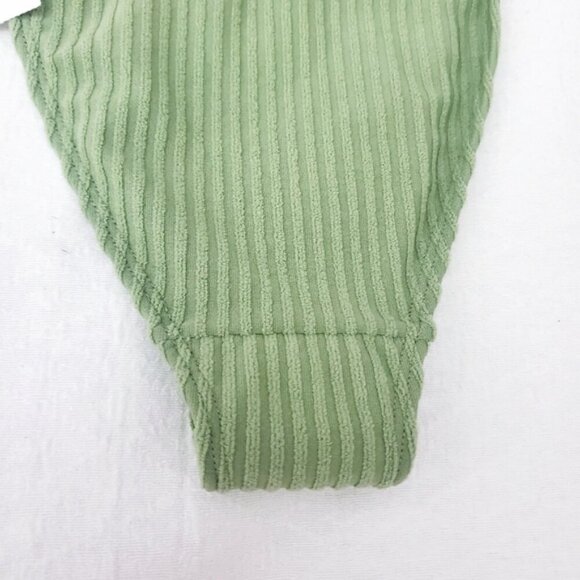 PACSUN Eco Green "Avalon" Terry Ribbed High Cut Bikini Bottom - Picture 6 of 11